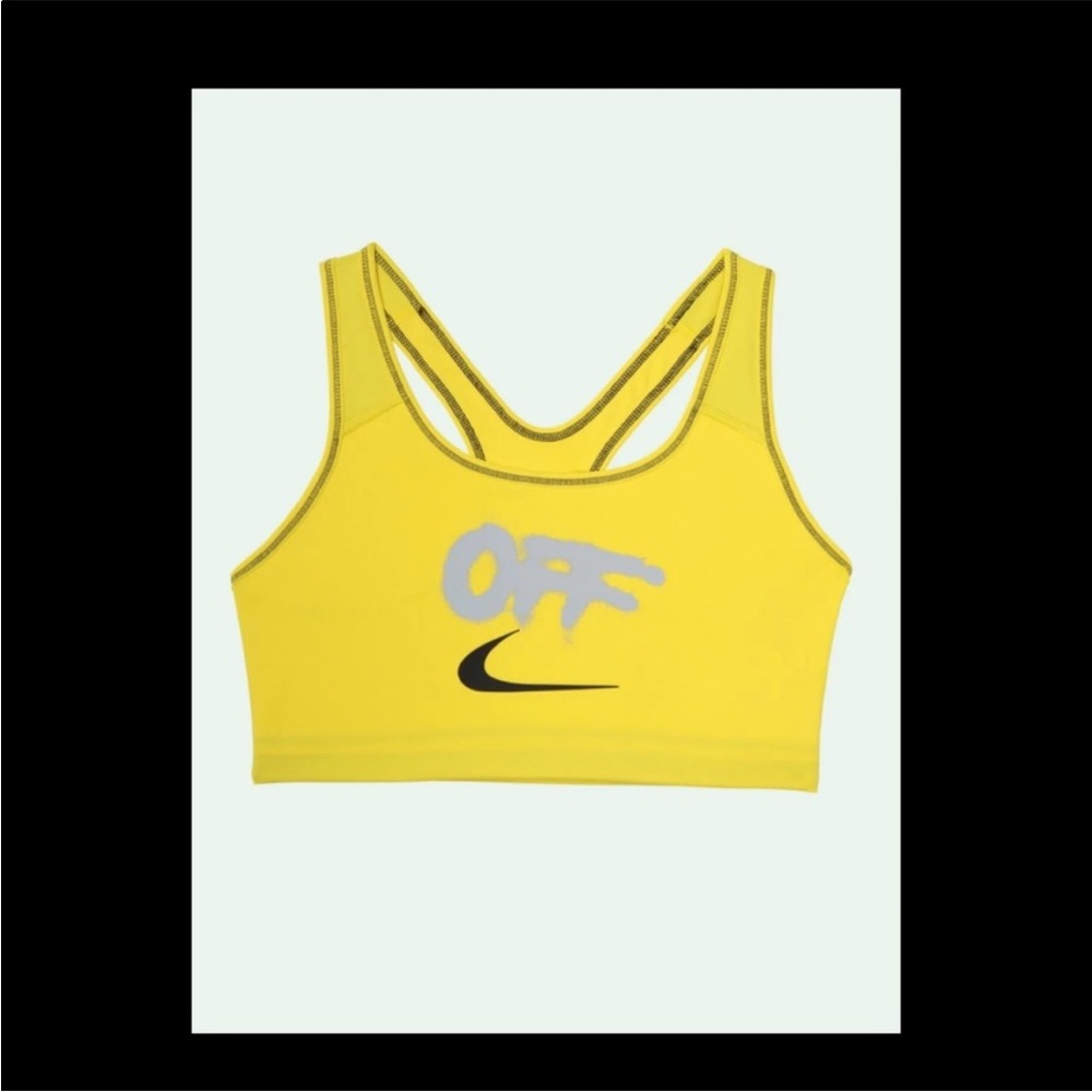 Off-White Yellow Logo Sports Crop Top - Picture 2 of 4